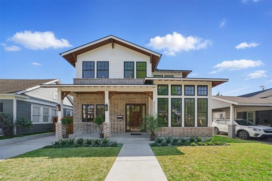 Welcome to your forever home. Stunning Modern Take on Craftsman in Prime Vickery Place, Located in one of the most sought-after neighborhoods, just a short walk to Uptown, Henderson Knox, and Lower Greenville, this home offers unmatched convenience and luxury. This open-concept home features expansive windows and a sleek, thoughtfully designed floor plan that maximizes space and natural light. A dedicated office with soaring vaulted ceilings and custom built-in bookshelves provides a sophisticated and functional workspace. Step inside to real hardwood flooring throughout and 11-foot ceilings on the first floor, creating an open and airy feel. The separate dining room includes custom wine racks, perfect for entertaining. The gourmet kitchen is designed for the chef at heart, featuring quartz countertops, built-in cabinetry, a Café Series commercial grade range, hood, microwave, and a butler’s pantry for additional storage and prep space. The first-floor mother-in-law suite offers private pool views, providing a serene retreat for guests. Upstairs, the primary suite boasts a vaulted ceiling, a boutique-style custom walk-in closet, and a spa-inspired bathroom with an oversized marble spa shower. A spacious game room on the second floor includes a convenient kitchenette for added comfort and entertainment. The backyard oasis features a WiFi-controlled swimming pool with a wet sun deck and a 17-foot outdoor kitchen, complete with a fireplace, 42 Inch Blaze gas grill, outdoor sink, under-counter refrigerator, and ample cabinet storage, making it the ultimate outdoor retreat. A rare opportunity to own this forever home in Vickery Place—schedule your showing today!