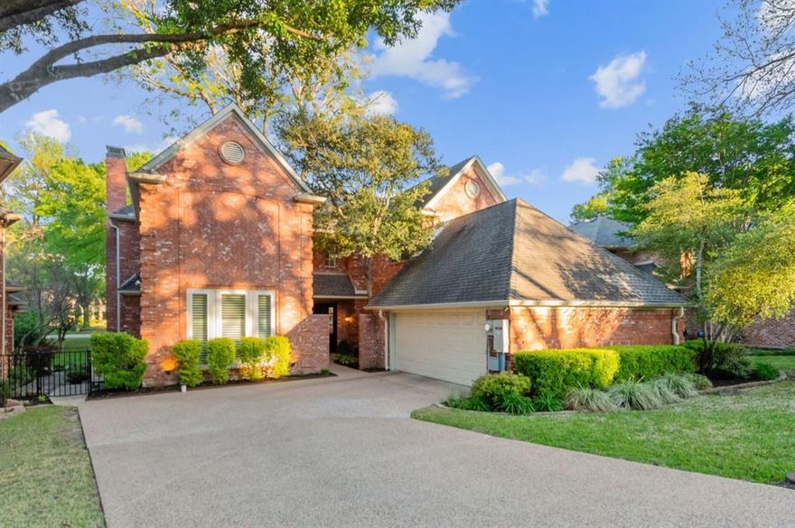This home is perfectly situated in the trees, hills and lakes of Eldorado in McKinney. The front is on a quiet cul-de-sac and the home backs up to a quiet greenbelt with a view of the lake and golf course. The living room opens onto a 23' x 15' deck which is wonderful for entertaining friends and family.     Come see the architecture of this stunning home with its courtyard entry, detailed crown molding, large windows, classic updates and more. The HUGE primary suite is upstairs, with a fireplace and its own private balcony!  2 other BR up with a jack-n-jill bath. The first-floor office has an attached bath and adjacent closet, which could function as fourth bedroom.  The large, light-bright, gourmet kitchen has Beautiful granite counters, 2 walk-in pantries, glass cabinets fronts, under cabinet lighting, double oven, and a trash compactor. Just a golf cart drive to the award-winning, Valley Creek Elementary school. Easy access to 75, 121 and the historic McKinney Square. 2026 - refreshed with new carpet (please wear shoe covers provided, or remove shoes), walls, cabinets, ceilings and trim painted throughout. Come see it today!