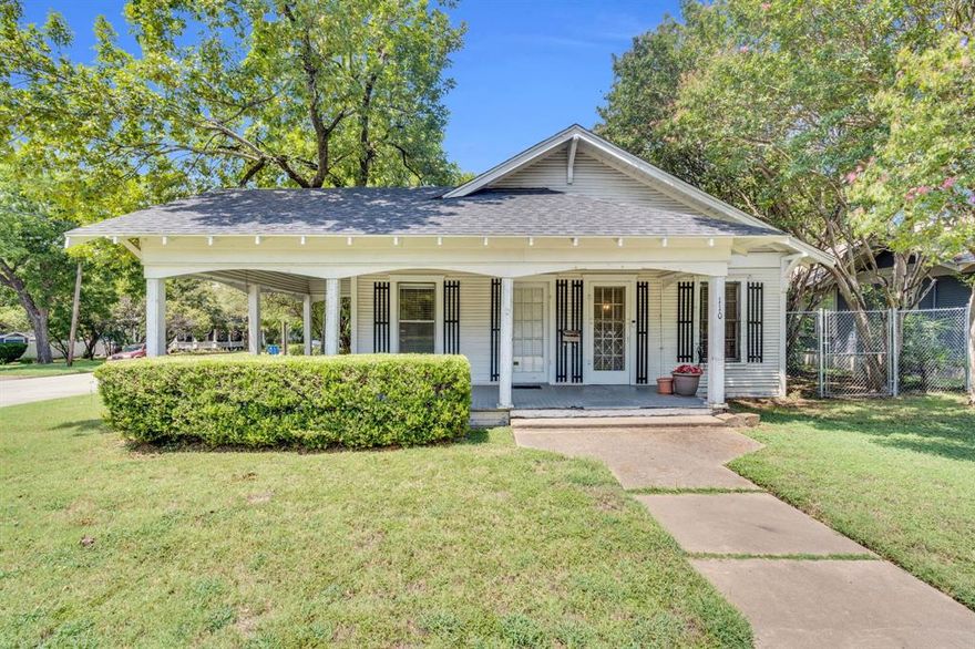 Nestled in the heart of Ennis, Texas, this historical charmer built in 1924, sits gracefully on a coveted corner lot. A testament to architectural diversity with classic white clapboard siding exterior, the home exudes timeless curb appeal from the expansive backyard shade trees, to the delightful wrap-around porch that invites leisurely afternoons and warm gatherings. 

Step back in style with a flexible and efficient layout including an iconic kitchen like Lucy and Ethel cooked in!  The functional kitchen flows seamlessly into the expansive pass through dining room and living room. Both rooms have an open feel to them serving as a perfect space for family meals and entertaining friends. In addition this lovely home provides two inviting bedrooms and a updated bath with a walk in shower and classic enamel sink, offering cozy retreats for relaxation. Functional and delightful with cozy details and standout designs that feel both practical while also holding precious memories of yesterday worth preserving. Though the property requires a touch of care, its inherent charm and character shine through, presenting a wonderful opportunity to infuse your personal style into this historic gem. Roof replaced in 2024! Memories are just waiting to be made in the vibrant community of Ennis!