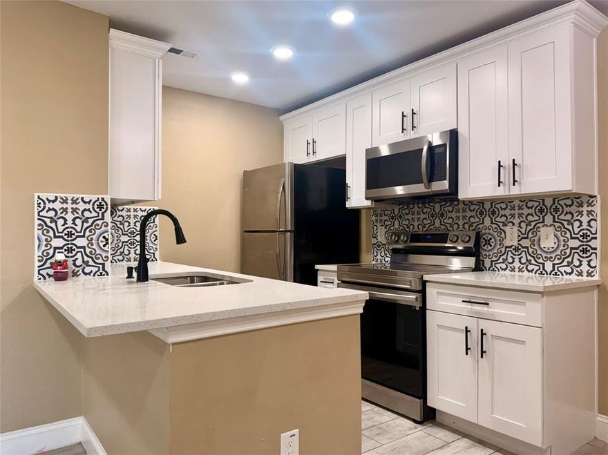 This beautifully updated 1-bedroom, 1.5-bath condo is ideally positioned near Highway 635 with easy access to I-35, the Dallas North Tollway, and Central Expressway, making daily travel simple and efficient. Everyday essentials are just steps away, with grocery stores, dining options, and medical clinics all within walking distance. Inside, you’ll find a well-designed layout featuring bright, open living spaces enhanced by wood-look tile flooring that adds both style and comfort. The kitchen includes quartz countertops and decorative tile backsplash which enhances the updated design. The bathrooms have also been tastefully renovated with contemporary finishes and modern fixtures, giving the home a clean, polished look. Enjoy views from the covered patio, an inviting spot to relax and take in the quiet neighborhood ambiance. Residents also enjoy access to a community pool, perfect for relaxing on warm days. Additional highlights include assigned covered parking for added convenience and security. Whether you’re searching for a low-maintenance first home or a smart investment property, this condo offers comfort, convenience, and excellent value.