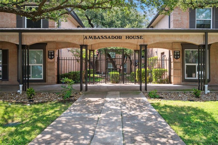 Affordable Preston Hollow!Excellent opportunity in Dallas' Premier Location! Your inner interior designer will come alive as you uncover the potential of this spacious 2 bedroom, 2 bath condominium in one of Dallas’ most sought-after neighborhoods. A walk-ability score of 74 makes access to casual or fine dining easy; shopping for daily necessities and conveniences, plus access to schools, churches, and synagogues right outside your front door. Neighborhood schools are excellent. Preston Hollow IB Elementary serves students from PK - grades 3-5 and is a TAG school offering International Baccalaureate studies. Ben Franklin Exploratory Middle school serves students grades 9-8 who live in this neighborhood. 75% of Grades 9 - 12 students who attend Hillcrest High School take advantage of an Advanced Placement studies curriculum. Features of the condo include a Texas sized living room accented by crown moulding and a fireplace with gas logs flanked by large windows. Built-in shelving can display books or sculpture. and flows effortlessly to the larger of two dining areas in this home. A bright, spacious kitchen with abundant counter space has a light filled casual dining nook, ideal for lunch  or breakfast. Built in cabinets and counter space are abundant and French doors open to a small balconey. There are two full baths and two generously sized bedrooms each with excellent natural light. Several closets provide superior storage throughout this home. The center courtyard of Ambassador House features a Gunnite pool large enough to swim laps; pool depth goes from shallow wading to a deep end deep enough for diving although the divingi board has been removed.Grill ribs chops or steaks on the community gas grill and supervise their cooking on the deck in a chair or sitting at a  table with umbrellas stay in the shade. Priced aggressively, this home is ready for complete renovation- the perfect chance to personalize every feature while building equity in a premier location.