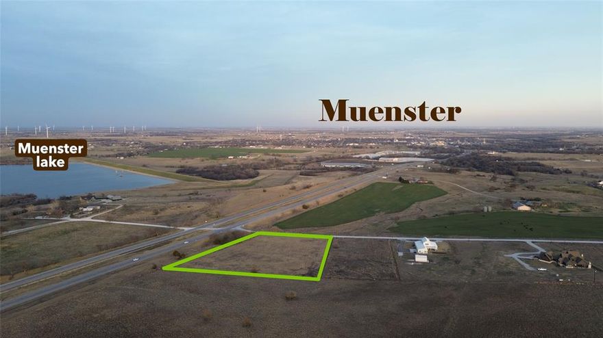 Ready to build 3.7 acres just west of Muenster Texas, featuring a rolling topography with several suitable home sites. Fenced on 2 sides, this property has plenty of room for a dream home and shop, with beautiful views and close proximity to the Muenster lake. Buyer will need private well and septic. Property value is protected with minimal deed restrictions, still allowing for barndominiums. Enjoy the freedom of country living, with the convenience of being close to schools and local small town shopping. Information deemed reliable but to be verified by buyer.
