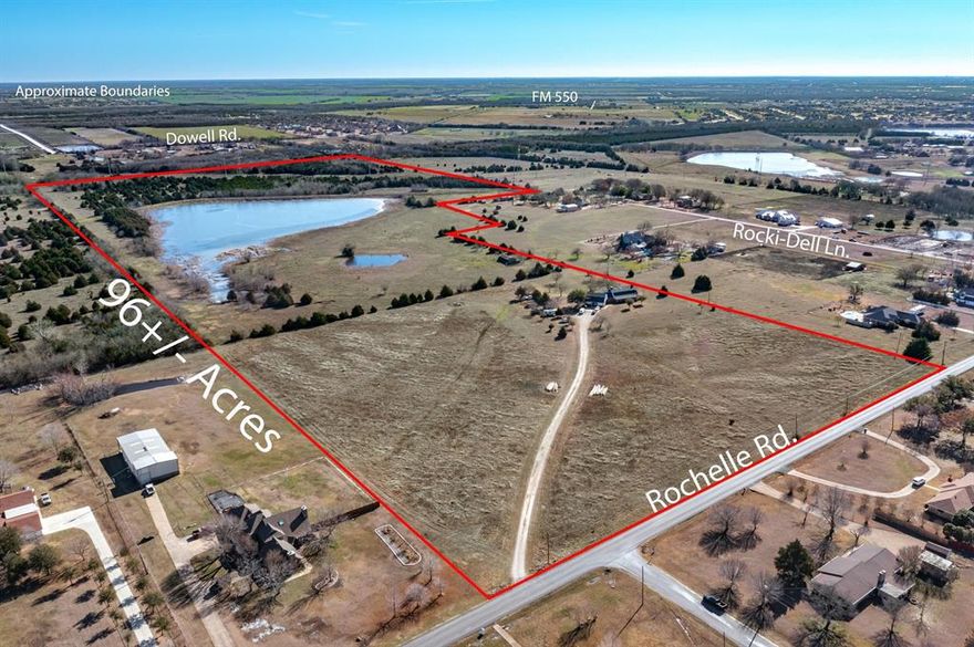 Incredible opportunity for approximately 93.72 AG exempt acres just south of SH 276 in Rockwall on Rochelle Rd with adjacent, ADDITIONAL  ACERAGE AVAILABLE.  Not yet zoned or annexed.  Outside city limits.  Water and electric on site.  Stunning acreage including a beautiful pond!  Prime location in a rapidly growing area just south of the high end neighborhoods of Terracina and the Discovery Lakes subdivision that is currently being built.  SH 276 is currently being widened to a 6-lane divided urban facility with lots of development.  This is one of the few large tracts of undeveloped land remaining in the area with tons of development potential.  Minutes from fabulous shopping and dining, Lake Ray Hubbard, recreation, medical, Costco, the upcoming H-E-B,  etc.  Located in the exemplary Rockwall ISD 25 minutes from downtown Dallas and two miles from I-30.  There is a 4 bedroom SF home on the property.  The value is in the land.  A portion of the property lies within the FEMA defined flood zone. The seller will consider subdividing the land.