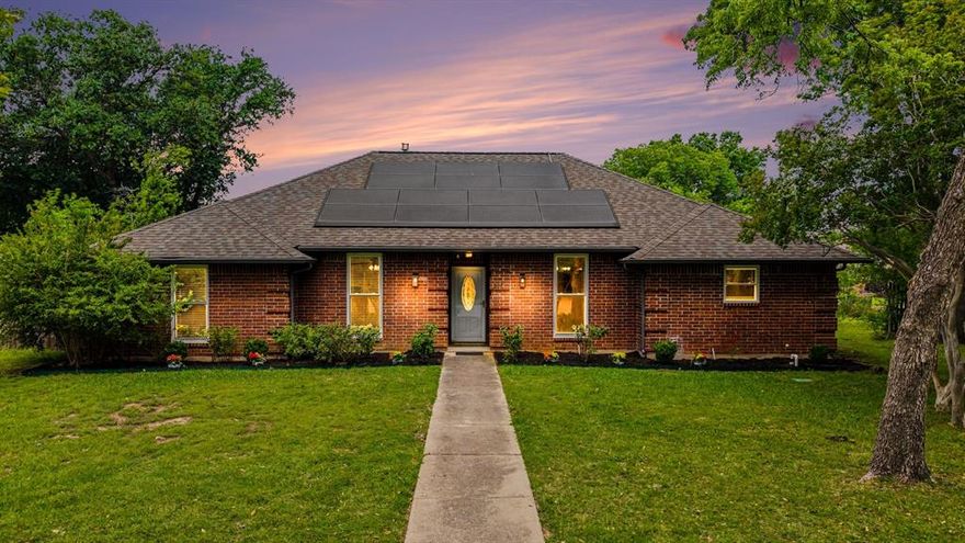 **UPDATED SINGLE STORY in the HEART OF COPPELL with Solar, TESLA Battery Backup + Pool & Spa on an Oversized, Cul De Sac Lot**   Beautiful 4BR, 3BA, 2GA home offering 2,124 sq ft of well-designed, single-level living in highly sought-after Coppell ISD. Situated on a rare 0.34-acre, cul-de-sac lot, this home provides ample space for outdoor living, entertaining, and family gatherings.   Extensively upgraded with over $170K in improvements since 2017.  The 2026 renovation ($30K) boasts fully updated bathrooms, recessed lighting, fresh exterior and interior throughout, and professional landscaping while the 2024 renovation ($72K) features a fully remodeled kitchen with new cabinets, countertops, modern appliances, and a large island, along with an updated powder room, redesigned second living area, and new heater.  Energy-efficient windows (2024) come with a lifetime warranty.  Major systems include a Lennox HVAC upgrade (2019).   Enjoy significant energy savings with a Tesla 14.40 kW Solar System + Powerwall (installed 2022), generating ~15,700 kWh per year (approx. 78% of usage). Electric bills reduced dramatically - Ask Agent or see Transaction Documents for proof.  Powerwall provides backup during outages.  Large private backyard includes a swimming pool and spa with new fencing, ideal for relaxing or entertaining.  Move-in ready with modern upgrades, energy efficiency, and a flexible layout in a prime location close to shopping, dining, and major highways.  HURRY!