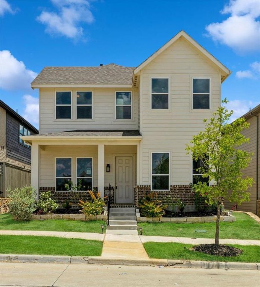 Move in ready 4 Bedroom in Pecan Square Community. Recent updates include new interior paint and carpet.  Primary and secondary bedroom downstairs with full baths.  Upstairs has huge flex living area and 2 bedrooms with full bath.  Features fireplace, LVP flooring, Tile floors, large utility room, large walk-in pantry and tall garage with finished floor. Community boasts more amenities than can be listed. here, front yard Maintenace, internet service and activity center to name a few.