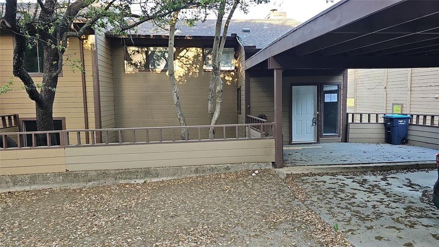 Enjoy stunning greenbelt views from your private balcony in this beautifully updated townhome. Step inside to find an upgraded kitchen featuring stainless appliances and a large island perfect for cooking or entertaining. The bathrooms have been stylishly renovated to give a modern feel throughout. Natural light fills the space and highlights the elegant flooring and fresh finishes. Conveniently located near shopping, I30, and I820, this home offers easy access to everything you need. Schedule your private showing today and come see the view for yourself. HUD owned property. The seller is selling this property in As Is condition. Seller nor its representatives make any representations or warranties regarding the property. Buyers verify all info. HUD Case #513-222690. The FHA Financing for this property is IN (FHA Insurable).