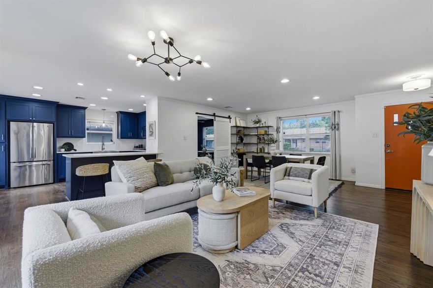 Beautifully updated and ideally located, this charming home is zoned to coveted Lakewood Elementary and offers easy access to White Rock Lake with neighborhood trail access just steps away. Featuring 3 bedrooms and 2 updated baths, this home offers comfortable living with thoughtful updates throughout. The open-concept layout creates seamless flow between the living, dining, and kitchen spaces—perfect for both everyday living and entertaining. The kitchen boasts stainless steel appliances, a built-in microwave, gas cooktop, farmhouse sink, and crisp white quartz countertops. Outside, enjoy a private backyard with a patio for entertaining, grassy play space, and a rear two-car garage—offering both function and charm in one of East Dallas’ most desirable locations. Sellers have updated all sewer lines to PVC!