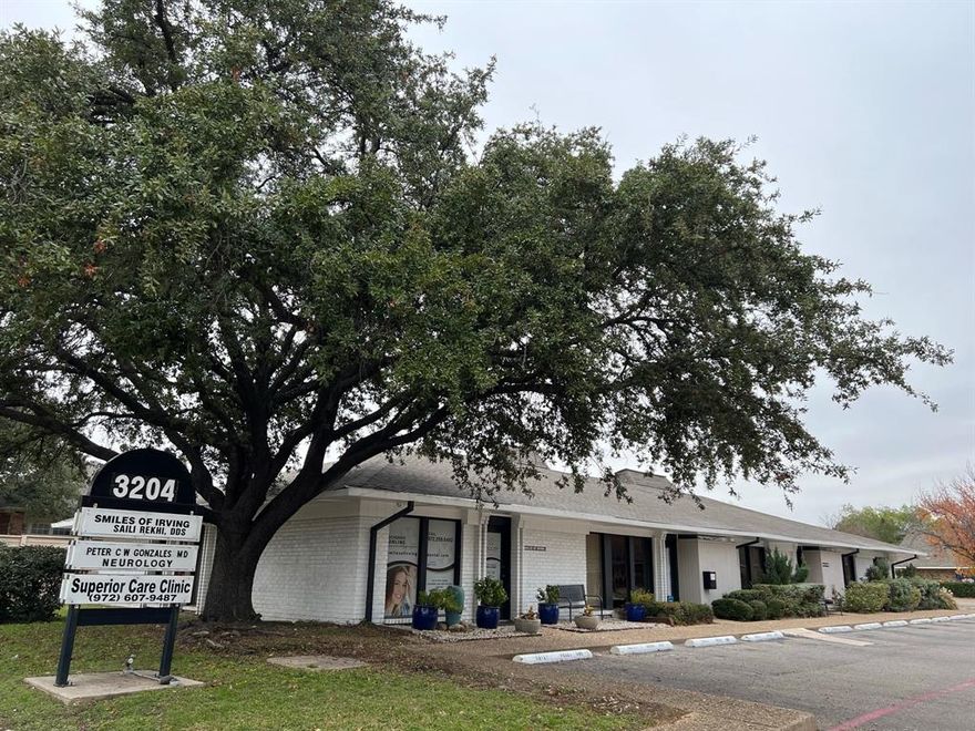 Nestled in the heart of Irving’s thriving medical community, this one-story medical office building offers an exceptional opportunity for investment. Situated just between the bustling intersections of Highway 183 and 114, the property is conveniently located in the prestigious Las Colinas area—home to some of the city's top professionals and businesses.

With a total of 4,461 square feet of well-designed space spread across three distinct suites, this property offers the flexibility to accommodate a variety of medical practices or professional services. Suite A boasts a generous 2,081 square feet, taking up 46.65% of the building, while Suite B offers a more compact 1,219 square feet (27.33%), and Suite C rounds out the space with 1,164 square feet (26.63%). Each suite comes with its own dedicated parking spaces, with a total of 30 available across the entire property—ensuring ample convenience for both patients and staff alike. Suite A benefits from 14 spaces, Suite B and Suite C each come with 8 spaces.

The building is thoughtfully designed for comfort and functionality, with a roof that’s only 7.5 years old and HVAC systems that range from 6.5 to 9.5 years old—ensuring reliable service for years to come. This well-maintained facility is ready for tenants, offering flexible lease terms to meet your needs. Suite A’s lease runs from January 1, 2025, to December 31, 2029, while Suite B is available from December 1, 2024, to November 30, 2026, and Suite C's lease extends from December 1, 2021, to November 30, 2026.

Whether you're looking to grow your business, invest in a prime location, or expand your medical practice, this property offers an unmatched location and a strong foundation for future success. With abundant surface parking, proximity to major highways, and a high-demand medical neighborhood, it’s an opportunity that won’t last long.