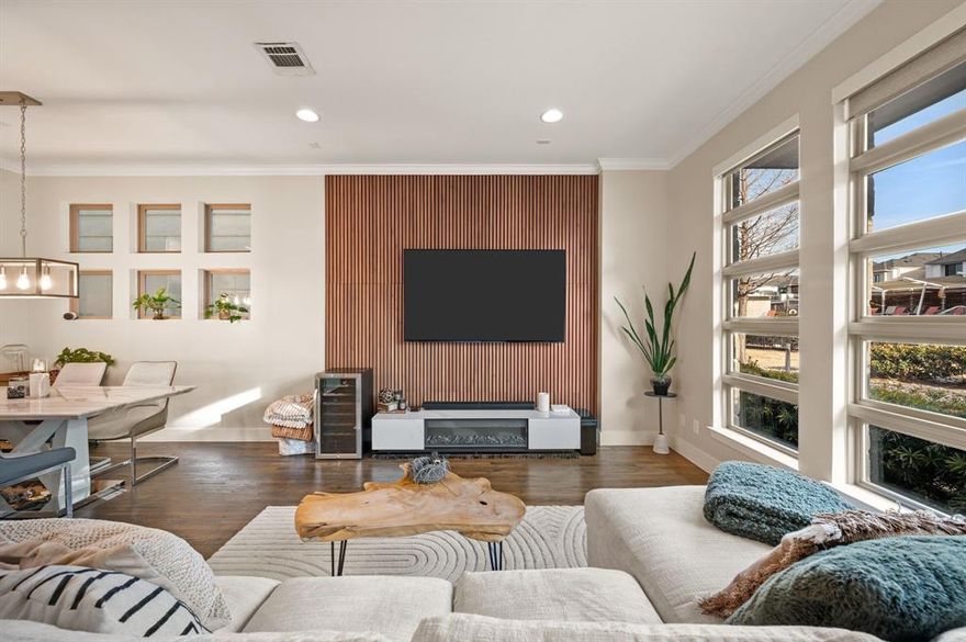 Meticulously maintained and richly upgraded, this exceptional two-story K. Hovnanian home is ideally positioned on a premium corner lot with an expansive setback and picturesque views of the community pool and grounds. Thoughtfully designed with 3 bedrooms and 2.5 baths, the home welcomes you through an impressive 8-foot solid mahogany front door and into a light-filled, open architectural layout accented by refined hardwood floors and rounded sheetrock corners throughout. The gourmet kitchen features a elegant quartz countertops, a large center island, undermount sink, walk-in pantry, stainless steel appliance package, 5-burner gas cooktop, and double ovens—perfect for both everyday living and entertaining. Additional highlights include programmable electric blinds throughout, whole-home sound wiring, a built-in desk with custom cabinetry, and abundant natural light. The spacious primary suite offers a serene retreat with a generous ensuite bath and access to a substantial patio overlooking the beautifully maintained community pool. Energy-efficient features include Low-E windows, radiant barrier decking, tankless water heater, zoned irrigation, security system, and Energy Star 3.0 certification. Residents enjoy direct access to the White Rock Trail for biking and walking, a professionally managed private dog park, and a vibrant, low-maintenance community lifestyle. Ideally located near White Rock Lake, the Dallas Arboretum, NorthPark Center, and major medical centers, with easy access to shopping, dining, and commuter routes—this home blends elevated design, modern efficiency, and an unbeatable East Dallas location.