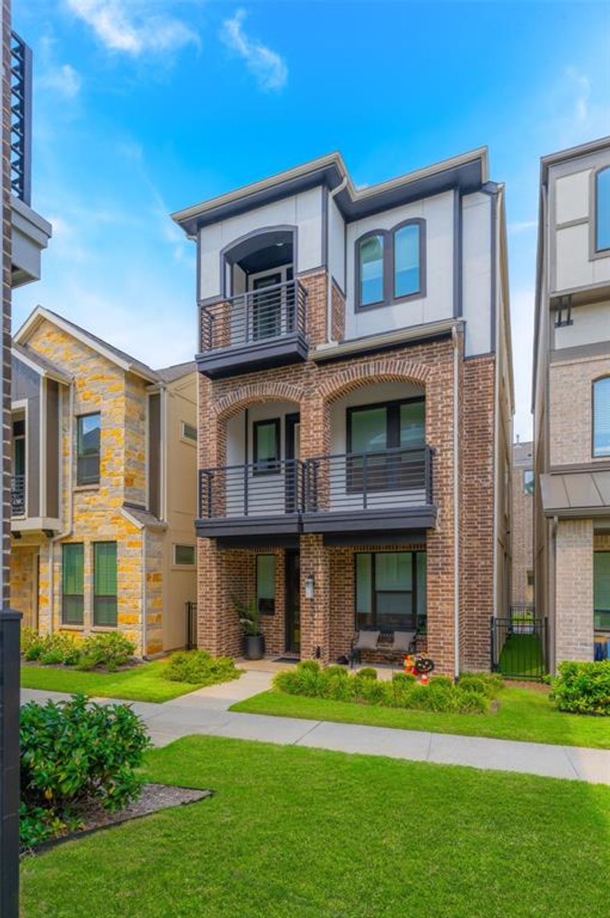 BEST VALUE IN MERION. SELLER OFFERING CONTRIBUTION TOWARD BUYER RATE BUY-DOWN.   Act quickly—this is the largest home on the market in Merion at Midtown Park and now one of the best-priced.  This home delivers contemporary design, exceptional functionality, and the lock-and-leave lifestyle today’s buyers want. Located inside the gated Merion at Midtown Park community, this 3-bedroom, 3.5-bath home is the largest available floor plan at one of the lowest prices per square foot. The first floor offers a highly versatile flex space—perfect for a guest suite, office, fitness room, or media lounge. The second floor features an open-concept living area with a chef’s kitchen, quartz counters, oversized island, gas range, stainless appliances, and soft-close cabinetry. The third-floor primary suite offers a private balcony, frameless glass shower with rain head, dual sinks, and a custom walk-in closet. Two additional ensuite bedrooms provide comfort and privacy for guests or family. With abundant storage, rear-entry garage, and elevator pre-wire in place, the floor plan is designed to grow with your needs. Minutes from the DART rail, major medical centers, NorthPark, and Midtown Dallas amenities, this home delivers exceptional convenience and modern comfort. With the new pricing and seller contribution toward a rate buy-down, this property is an exceptional opportunity in a sought-after gated community.