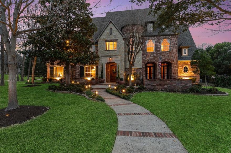 Indulge in the serenity of this 1 acre retreat nestled in mature trees and beautifully crafted landscaping. Step into the backyard private sanctuary with covered patio, outdoor grill and fireplace, custom pool with waterfall surrounded by gorgeous foliage. Inside, discover elegance and functionality crafted by renowned builder Larry Stewart, including unique niche rooms catering to your personal hobbies and interests. Entertainer's kitchen includes SS appliances and flows effortlessly to the open living area, primary bedroom includes a private flexible room and beautiful views of the estate, additional downstairs bedroom with ensuite bath, upper level has a spacious gameroom, media room, hobby space, 3 additional bedrooms with ensuite baths and walk in closets. Choose between Carroll ISD or Northwest ISD and Clariden private school. Meticulously maintained by homeowner including new roof and gutters 2024, North facing, 12 miles to DFW Airport, minutes to equestrian and hiking trails.