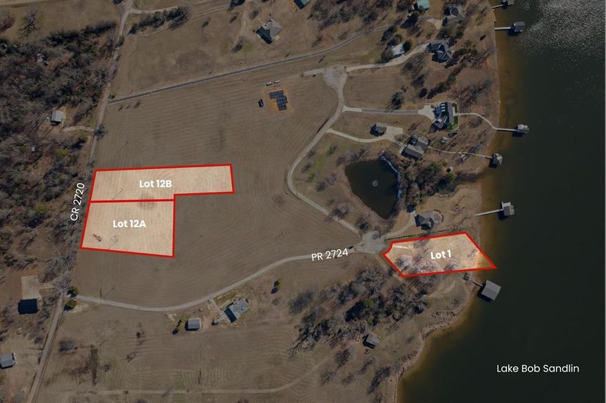 Rare opportunity! Purchase three lots sold together as a package in the gated Sandlin Ranch subdivision. One lot is waterfront on Lake Bob Sandlin, offering beautiful lake views and direct access, while the additional two lots provide flexibility for future builds or an investment opportunity. All three lots are ideal for building, surrounded by scenic views in a well-maintained, gated community. A unique bundle deal with lakefront access, perfect for a private estate, family compound, or a strategic investment.