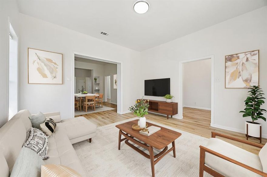 Set on a charming street in the heart of Oak Cliff, this thoughtfully expanded and completely updated home blends timeless character with modern ease. A welcoming covered front porch sets the tone, while inside you’ll find spacious living areas filled with natural light, fresh paint and all-new flooring throughout. The home was expanded to create a generous primary retreat with a private ensuite bath, offering comfort rarely found in homes of this era or size. Major updates include a brand-new HVAC system, low-E windows, a new roof (2025), new privacy fence, and all-new stainless appliances providing true move-in-ready peace of mind. Enjoy indoor-outdoor living with both a covered front porch and a covered back patio overlooking the private backyard. Zoned Planned Development, this property also allows for select commercial use, making it ideal for a live-work lifestyle or creative professional. Live a truly walkable lifestyle with shopping, dining, parks, gyms more all a short walk away, and very close to Bishop Arts.