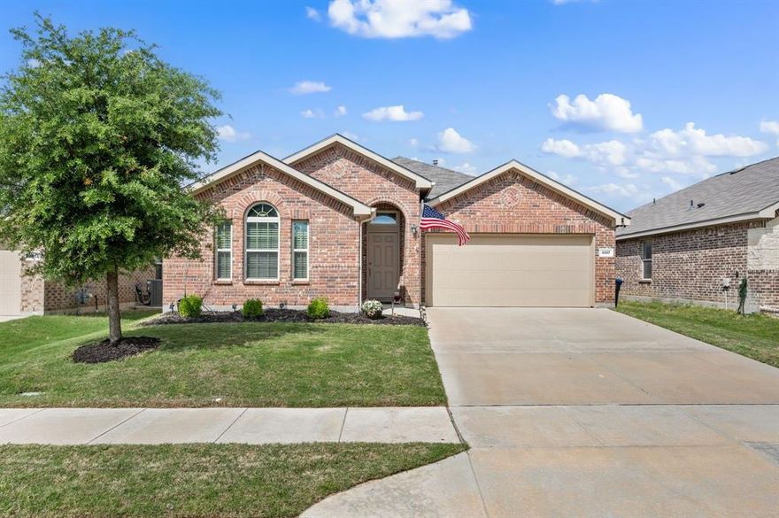 Location, lifestyle, and low-maintenance living, this one truly checks all the boxes! Built in 2019 and convenient to I-35W and Hwy 287, this move-in ready home offers quick access to Presidio, Alliance, and commute routes, ideal for those who like to be connected. Inside, you’ll find a thoughtfully designed open-concept layout valuable storage opportunities, durable vinyl plank flooring throughout all high-traffic areas, quartz countertops, espresso stained cabinetry, and a gas cooktop, all beautifully complemented by natural light streaming in from multiple rear-facing windows . The functional 3-bedroom, 2-bath floor plan offers appeal to first-time buyers, those looking to simplify, or investors seeking a strong rental opportunity. Step outside to a generously sized backyard with fresh landscaping and a patio enhanced with rock and stone, creating additional space to entertain, unwind, or design your ideal own outdoor retreat. Additional highlights include smart home features such as a smart lock and HVAC control, along with a roof replaced just two years ago. Zoned to Eagle Mountain-Saginaw ISD and surrounded by continued growth, convenience, and accessibility, this home is positioned to serve you well now and into the future