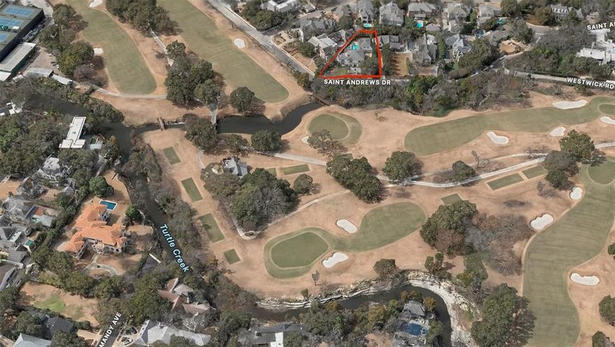 An extremely rare opportunity for one of the most spectacular building sites in the Park Cities. This discreetly situated, 0.4+ acre lot is tucked away on St. Andrews Drive with panoramic views directly out toward the Dallas Country Club. Most don't even know this small, private street even exists... so traffic is minimal and privacy is maximized.  The irregular-shaped lot has approximately 110 feet of front footage with views, 50 feet in back, and 189-206 feet on the sides. The existing home unfortunately has a substantial amount of deferred maintenance and water damage, so it is beyond the point of renovation and will not be shown. Zoned to Highland Park's coveted Bradfield Elementary School. This is potentially a once-in-a-lifetime opportunity for a St. Andrews Place building site for a future generational dream home.