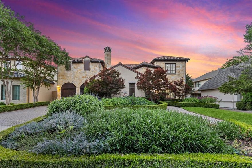 Stunning home located in the heart of Preston Hollow features Mediterranean and Tuscan design elements throughout.  Enter through the private enclosed romantic courtyard with a stone fireplace, water feature, and sitting area. The chef's kitchen boasts built-in Viking appliances, a large island, granite countertops, two dishwashers, walk-in pantry and a breakfast nook opening out to the outdoor living and dining area. Temperature controlled wine cellar and butlers pantry with sink and fridge make entertaining a breeze. The great room showcases built-ins with a see-though fireplace opposite of the library and doors opening out to the sparkling pool and spa. The downstairs owner's suite overlooks the backyard complete with a large bath with jetted tub, steam shower, separate vanities, and a large custom walk-in closet. Upstairs you will find three secondary bedrooms, media room, game room, wet bar, built-ins with a study area, and workout room. This one won't last long!