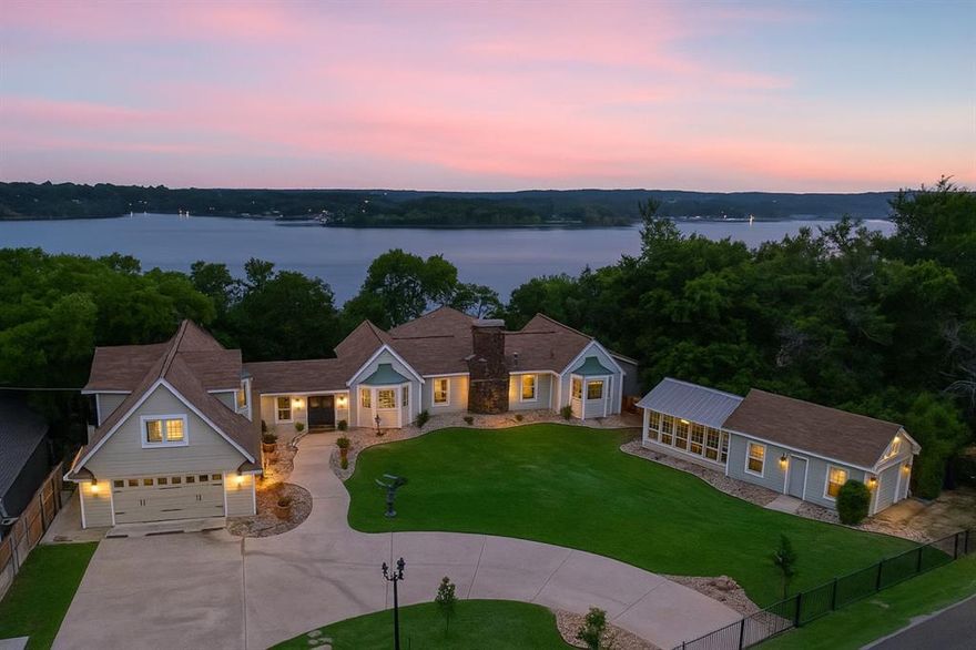 Back on market! Buyers home did not sell! Stunning Lake Worth waterfront estate ready for a new owner just in time for Summer! This remarkable property spans just over an acre and lies adjacent to city property which will remain preserved wildlife as you see it. Careful attention to detail was used when the home was remodeled in 2016 to preserve the original charm while blending modern day construction standards. Entertainers delight this home features incredible gathering space inside or outside on the covered and uncovered patio's spanning 90' along the back of the home. Whether you are hosting a dinner party or enjoying your morning coffee on the patio soaking up the breathtaking views, the tranquility of the wind blowing through the mature trees and exquisite landscaping overlooking the lake in will make you never want to leave. This home is truly its own private sanctuary.  Enjoy the ability to quickly cruise the lake from your very own private dock complete with a 10k boat lift and some of the deepest water in the lake right at the edge of your dock!. Lake Worth is a special find with low boat traffic and a somewhat stable lake level even throughout drier months.  At the heart of the home lies the family den where the owners love too spend their mornings and afternoons enjoying the views. Downstairs you will find the primary bedroom, chef's kitchen, and office with views that truly make it hard to work! Upstairs lies 2 guest bedrooms, full bathroom with clawfoot tub, and a secondary living space with day beds. When it is time to retire for the evening the downstairs living room provides the perfect setting for an evening fire while overlooking the lake!  Fully climate controlled work shop attached to the spectacular 300sqft green house! 12x16 she shed near the waters edge has endless opportunities and plenty of charm with the shiplap ceiling and wall. LAKE LIFE IS THE BEST LIFE!!