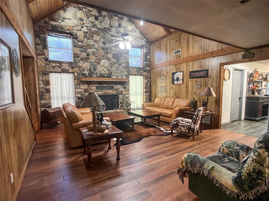 Roughly 4,000 sqft on 1.5 acres in Whitney with a layout that actually makes sense, 4 bedrooms, 3 full baths, 3 living areas, two master suites, and an office up front. You’ve got tall ceilings, a massive stone fireplace, and wood paneling to give it real personality without feeling dark or outdated. The laundry room’s fully functional but could use a facelift. Out back there's a big in ground pool, a covered bar area, and a huge metal shop with double roll up doors. It’s private, has room to breathe, and isn’t trying too hard, just a solid place with real space and a lot to work with.