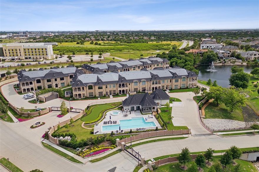 Sur Le Lac Condominiums. Located within the gated and guarded prestigious neighborhood of Normandy Estates.  Luxury Living awaits. Lock and Leave, low maintenance lifestyle. Safe and secure. Designed by renowned architect Lloyd Lumpkins. Each detail has been meticulously considered for an experience that exceeds expectations. Recently finished, this condo is move in ready. The development includes secured underground parking, and an Amenity Center with a club house, outdoor kitchen, community pool, exercise facility, putting green. Outstanding views of the Normandy Estates lake. Located near Legacy West area with high-end shopping and restaurants. Owner has made numerous upgrades to standard condo design and specifications.