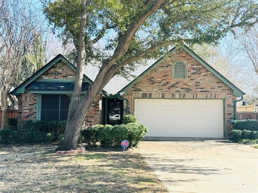 LOCATION, LOCATION, LOCATION!!!! This charming home is located in the Dove Creek subdivision. Open floor plan with vaulted ceilings. The kitchen features granite counter tops, electric cooktop, dishwasher, and microwave. Tenant is responsible to provide refrigerator, washer, and dryer. This home is all electric. Gorgeous brick arches and accent walls. New ceramic tile through-out the entry way and living room. The fireplace is decorative only. Split bedroom floor plan. Two car front entry garage. Privacy wood fence. Enclosed glass patio with window unit. The owner will provide lawn care. One year lease. One pet with owner approval. 30 pounds and under. $500 pet deposit.   ****Grapevine ISD schools*** Cannon elementary Stem School! Enjoy all the wonderful amenities that come with living in Grapevine; Grapevine Lake, Downtown Main Street, Hotel Vin, and the Christmas Capitol of Texas!!!