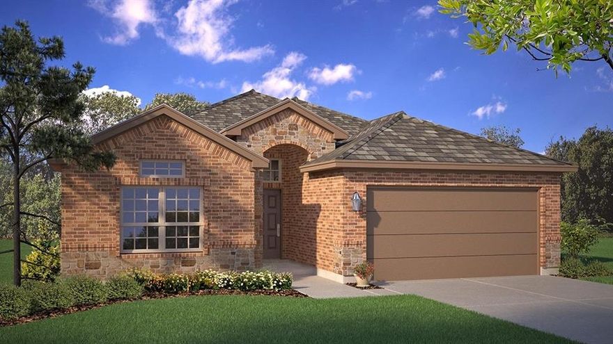 D.R. Horton America's Builder since 2002 is excited to serve as your new home builder in Monarch at the Meadows, a fabulous unique master planned community in Denton and Krum ISD! The Oxford Elevation-A plan, with an estimated Spring Completion, is a one-story home featuring 4 bedrooms, 2 baths, and approx 1,779 square feet of living space. The front porch and foyer leads to an open-concept kitchen, dining area, and family room.  The kitchen includes a breakfast bar with beautiful granite counter tops, stainless steel appliances, gas cooking range, and a walk-in corner pantry.  The separate utility room is located just off the kitchen. The spacious private main bedroom is located off the family room and features an attractive en-suite bathroom with luxury walk-in shower, and walk-in closet. The covered patio is located off the dining room.  All secondary bedrooms and second full bathroom are located at the front of the house off the foyer.  Additional features include: tankless water heater; Ceramic tile flooring at Entry, Hallways (per plan), Kitchen-Breakfast, Living Room, Utility and Bathrooms; and, full yard sod, landscaping and irrigation. This home includes our HOME IS CONNECTED base package.  Using one central hub that talks to all the devices in your home, you can control the lights, thermostat and locks, all from your cellular device.
