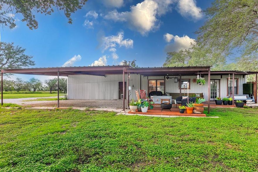 Beautifully updated barndaminium on 8.5 ag-exempt acres, featuring 1800 ft² in the main house, broken into 1100 residential and 700 shop space. Quiet country living only miles from Brady, and en route to Mason, Texas! House offers open concept with 1  bedroom, 1 bathroom, 1 office with great storage off the interior laundry room as well. The covered patios rival any other spot, and welcome cups of coffee and great conversation. Central heat and air in main quarters. Additionally, this property includes a lovely guest house with 1 bed, 1 bath, and kitchenette. This area is beloved for its healthy Oak trees throughout, and living in serenity, while close to Brady and Mason. Meticulously maintained property. 320 sq ft sea container for spacious storage needs also convey. Brand new septic tank in 2019, 2 RV hookups, and private gated access make this property hard to beat.