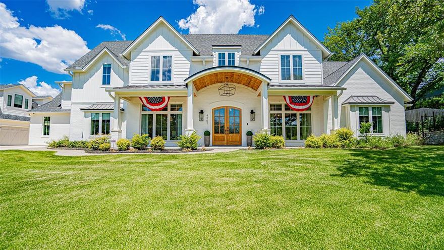 This exquisite custom home was built in 2021 and sits on 3 acres. Its many amenities include an oversized 3-car garage, detached 1200 sq ft shop with man cave upstairs, state-of-the-art foundation, spray foam insulation, LG mini-split HVAC, GE Café appliances, built-in plumbed coffee maker, nugget ice maker, up & downstairs laundry room, guest ensuite, and a master suite steam shower & speakers throughout the home. Many features such as lighting, doorbell, master shower, coffee maker, HVAC, shades, cameras, TVs & media room are controlled with smart apps, including the sprinkler system for the beautiful Zoysia lawn. The exterior boasts a 30x30 lit basketball court with putting green, an amazing pool with water feature, spa, cedar cabana & swim-up bar, a firepit, & a heavily wooded area that has a creek & walking trail. An outdoor kitchen with granite counters, mini-fridge, grill station, TV hookup with speakers, fireplace, & a motorized screen-in porch are perfect for entertaining.