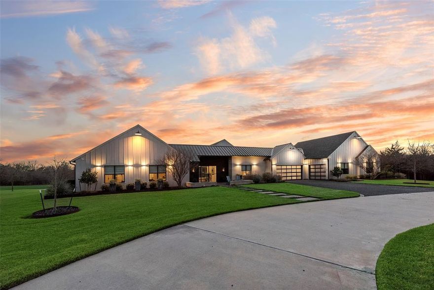 This ONE of a kind architectural showpiece has an exquisite flair of craftsmanship, design, and extraordinary setting. Exclusive 12 acs Gated Estate with AG. NO HOA’s. RISD. Surrounded by trees, fenced, landscaped, & private pond. Unforgettable grand entry monumental steel-&-glass architectural double doors, gas lanterns, & IPE hardwood & limestone accents. Custom architectural wall coverings. 5 luxury BR & 5 luxury baths w.custom flairs. Private family wing & media lounge. GREATROOM is the heart of the residence, 15ft vaulted ceiling clad in white oak, sculptural designer lighting, elegant gas fireplace frame w.custom finishes, built-in cabinetry w.tailored seating, stunning wall of steel reinforced glass, 8 ft steel-framed doors, w.multi-zone surround sound. CHEF KITCHEN is the centerpiece, culinary space, walnut cabinetry, 16 ft waterfall island w.seating for 5, built-in refrig w.walnut paneling, 48 inch Therm gas range, 6 burners, griddle, double oven, designer range hood, breakfast nook, framed by steel-and-glass doors. XL Butler‘s Pantry w.2nd Prep Kitchen. PRIMARY BR integrated king bed flanked by marble nightstands, striking Brazilian wood featured wall, luxury wall of windows w.blackout drapery, Two 8 ft steel doors private patio, vaulted exposed architectural beams. Private elegant office. PRIM Spa Haven floating dual vanities, Italian walk-in shower & soaking tub. PRIM DRESSING huge island w.his & her drawers, makeup vanity, chandelier, wardrobe storage, & more. Main areas 15ft vaulted white oak ceilings & 8 ft doors. Artesian wall finishes & walnut featured walls. Milgard window treatments. 6 car & workshop. SPORT POOL & infinity spa w.tanning ledge, premium Brazilian hardwood decking. Covered Outdoor fireplace, formal dining area, Lynx XL grill station, green egg, smoker, broil pit, stainless steel, outdoor storage, granite, refrig, & heaters. Tons of seating, Firepit lounge, dining, sun loungers, elegant gas lanterns, & audio system. Poolside spa bath.