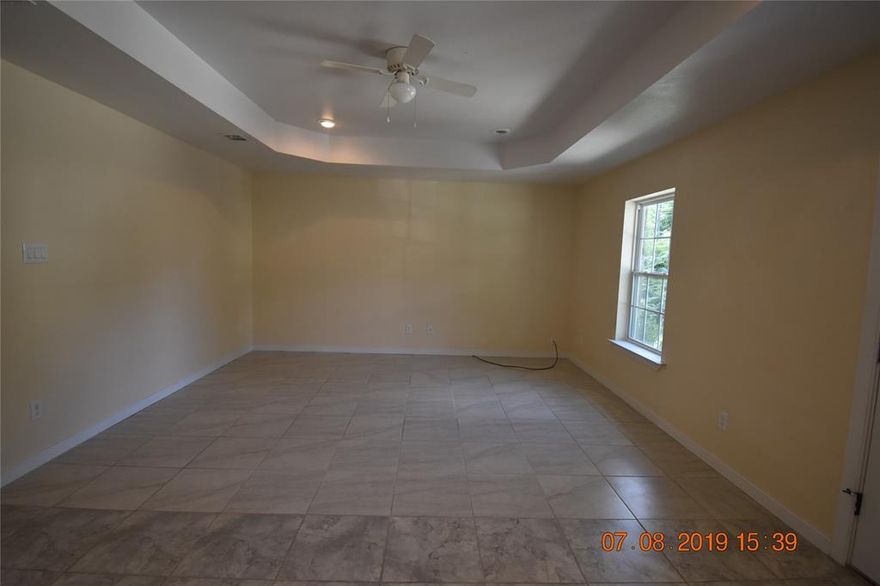 Ready to move in. Built in 2017. Brick house.Corner Lot. Open concept: living, dining and kitchen.  3 Bedrooms, 2 bath.Master bath has a walking closet.  Flooring: Ceramic tiles and carpet in all bedrooms. Kitchen: Dishwasher, Disposal, Electric range and Microwave. Separate utility room. Central Air and Heat.  Large fence yard. Composition roof.