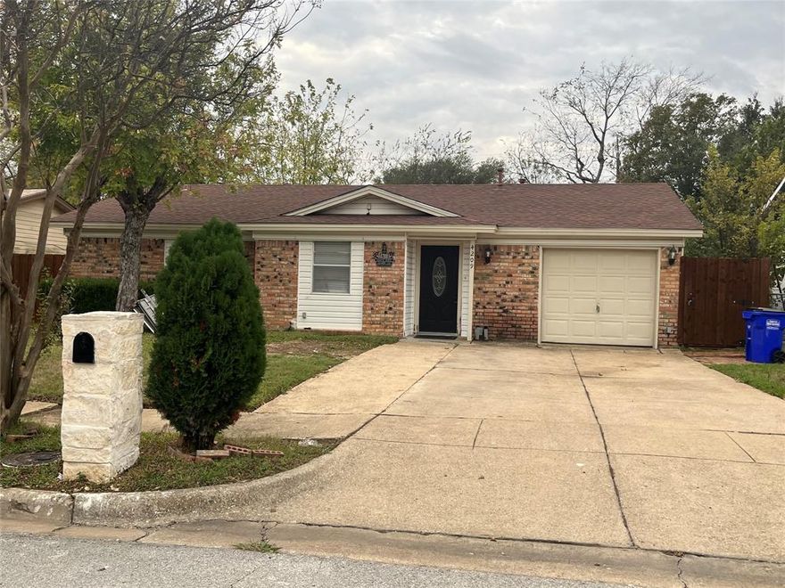 Nice 3 bedrooms 2 full bath large backyard, w a nice porch, 2 storage buldings, Nice kitchen w island and granite countertops lots of cabinets, includes white refrigerator will remain w the rental washer and dryer connections, all floorings include ceramic, wood floors, porcelain, bathrooms nicely remodeled, Easy access to Hwy 635 and I-20 and 175.