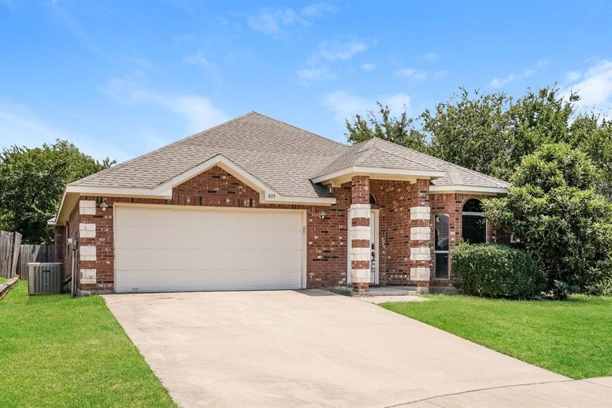 Must See! Beautiful single story brick home with 4 bedrooms, 2 baths, 2 car garage, with formal dining. Plenty of space for entertaining. The home is conveniently located at the end of the cul-de-sac, which offers extra parking and privacy and is near schools, shopping, and highways.