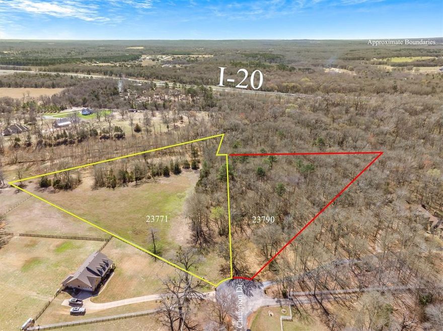 This 5 acre (more or less) lot has several options to build your home in this equestrian community including an adjoining sister lot for sale. See MLS 21194008 or address 23771 Champion Drive. The ammenities include community horse barn with stalls, turnout paddocks fenced in pipe, out door arena, wash racks, tackroom, office with restrooms. People ammenities include the lake, walking trails, basketball court and peacefully quiet and a perfect place to call home. Take a moment to drive the 1,259 acre community and see for yourself.