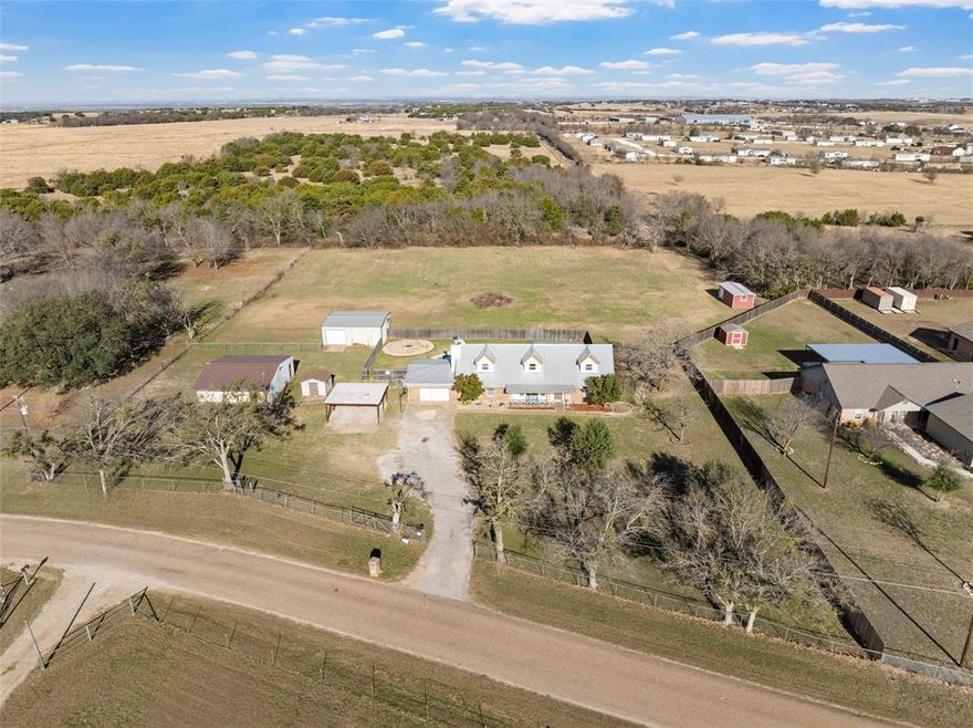 Situated on 2.79 gated, fully fenced acres in Lorena. This well-maintained 2,340 sq ft home offers 4 bedrooms, 2 baths, plus an office. The kitchen features granite countertops, stainless steel appliances, a brand-new dishwasher, and refrigerator that conveys. Major updates include AC replaced in 2021 and upstairs windows replaced in 2019. Enjoy outdoor living with a pool and slide, plus exceptional functionality with a barn, shop, and two additional outbuildings—all with electric. A rare, versatile acreage property with room to live, work, and play.