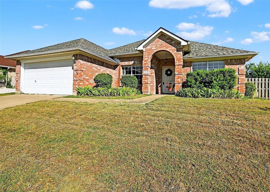 Welcome to this beautifully updated 3-bedroom, 2-bath move-in ready home located in the highly sought-after Pebblebrook addition. One year home warranty included with acceptable offer! Thoughtfully designed with a split-bedroom layout, this home offers both privacy and functionality. Step inside this immaculately maintained home to find fresh paint, granite, new carpet, loads of storage, and a spacious living room with fireplace perfect for relaxing and entertaining. The oversized backyard is a true standout, featuring a custom covered patio complete with ceiling fans and party lights —ideal for enjoying Texas evenings year-round. Primary bedroom features ensuite bath with walk-in shower, soaking tub, dual sinks and huge walk-in closet. Custom and thoughtful touches throughout include wainscotting, shelving, cabinetry. The flexible layout includes a versatile space that can be used as a formal dining area, home office, or additional living space to suit your lifestyle. Nestled on a generous lot, this home offers easy access to major highways and is just minutes from the new Sherman High School, medical facilities, shopping, and dining. Fantastic home in a fantastic location at a fantastic price: don't wait to schedule your appointment today.