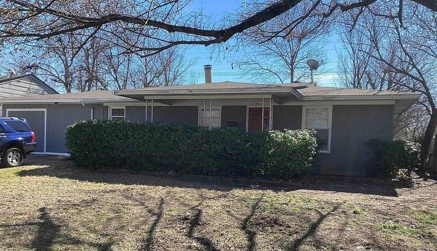 Check out this charming 4 Bedroom Mid-Century Ranch in desirable Westcliff Addition neighborhood, minutes from TCU and Hulen Mall.  This house was built in 1952, and the garage and back patio have been converted to additional living space.  The additional space needs finishing, as does the Primary bathroom, which is currently down to the studs.  Plumbing upgrades have been made with freeze proof plumbing, as well as new plumbing to the street.  The HVAC has been serviced recently.  The kitchen features a new dishwasher, and fairly new gas stove.  The original hardwood floors have been refinished, and the rooms have been painted.  There are new ceiling fans and blinds in all the rooms.  With a little work and a little imagination, the enclosed garage space could function as a 4th bedroom AND additional living space or play room or office.  The back yard is ample space for a young family or for entertaining.  Nearby Foster Park is a walk away, offering duck ponds, play grounds, and linear trails to the Trinity Trails and Overton Park.  This is an excellent opportunity for investors or someone willing to finish the modifications.  This neighborhood is highly desirable!