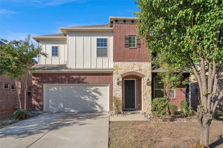 Spectacular two-story home in McKinney with 5 bedrooms, 4 baths, and modern finishes throughout. Carpet and tile flooring flowing throughout spacious living areas. The heart of the home is the kitchen, featuring sleek dark-finished cabinetry, stainless steel appliances, and elegant granite countertops, complete with a breakfast area. A second guest bedroom or flex space is conveniently located on the first floor. Upstairs you’ll find a large game room and media room, offering plenty of room for recreation and entertaining. The primary suite offers a private retreat with dual vanities, garden tub, and separate shower in the attached ensuite. Additional features include a utility room with full-size washer and dryer hookups, a covered back patio, and a fully fenced, green backyard, perfect for outdoor enjoyment.