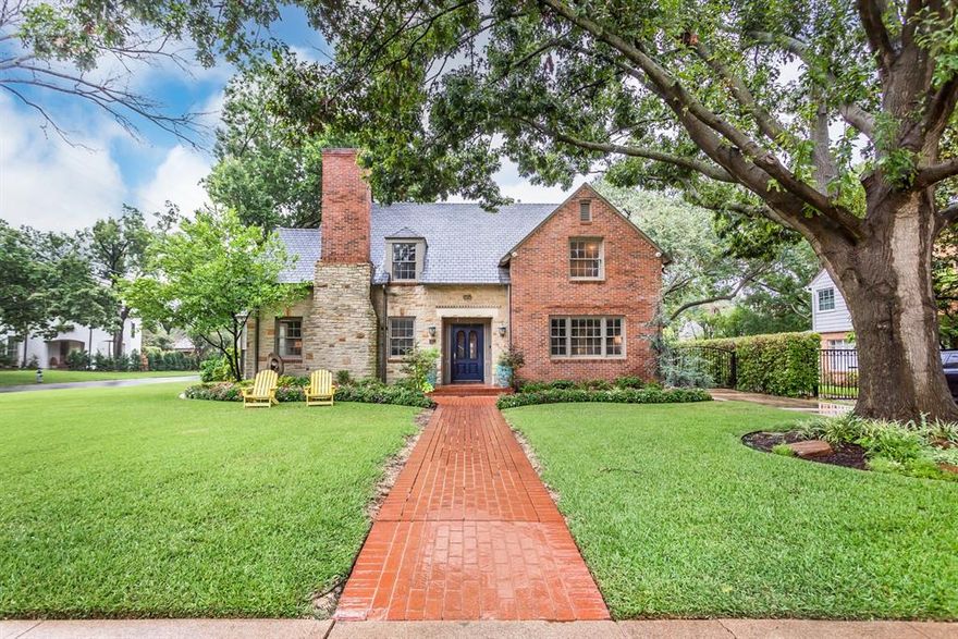 BACK ON THE MARKET! This exquisite home rests on a heavily treed, rare corner lot in the highly-coveted Greenway Parks. From the well-appointed chef’s kitchen with updated appliances to the completely redone master (1 of 2 master retreats), this home has been elegantly modernized while preserving the signature architectural details and character of the original 1941 Tudor home. The detached 1282sf (not in total sf) guest house features a pub style bar, 1BD-1BA and living area and a 2 car garage. Lush landscaping, a heated pool and spa, and a built-in grill and fireplace make the outside an entertainer’s dream.