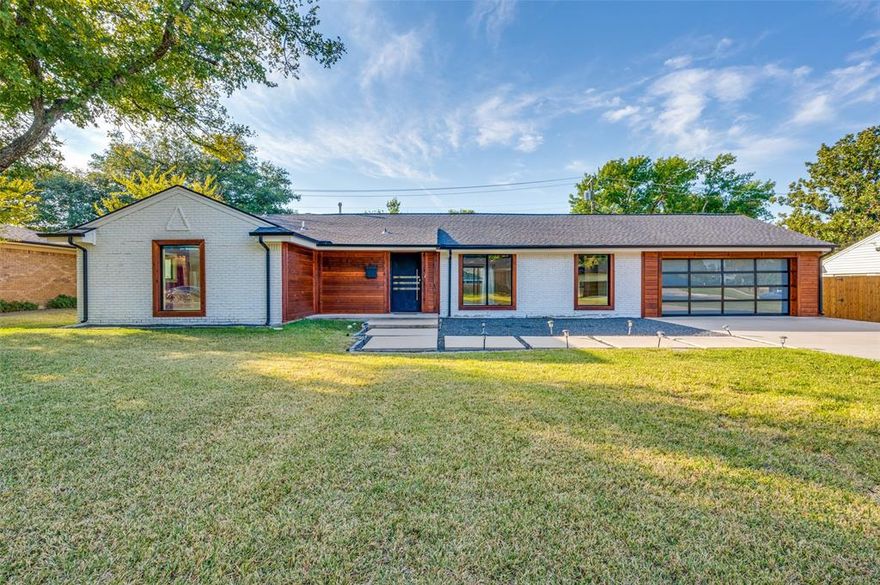 Located in the highly desirable Marsh-Royal area, this beautifully and completely remodeled ranch style home has a modern flare. The home is situated on almost a third of an acre with plenty of room for a pool and other backyard amenities. The expansive open floor plan has ample sunlight, a large kitchen island, stainless steel appliances, built-in wine cooler and much more. The elegant primary suite includes a garden tub and oversized shower, luxurious dry sauna, a spacious double vanity, and huge walk-in closet. A unique office-study with built in desk is located directly behind the living area fireplace. An oversized two-car garage with garage doors opening on both ends provides easy access to the backyard for lawn equipment. The home is located just two minutes from the campus of the fabulous DISD DeGolyer Elementary School which has undergone a $24 million transformation. The campus with its new school building features a planetarium, an expanded gymnasium, and NASA-STEM-certified science labs. To further its STEM curriculum, the school has expanded its arts, theater and esports programs. Buyer to verify all measurements and schools.