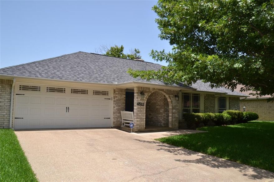 Beautifully updated 3 bed 2 bath in quiet Meadows Addition.  Located near Chisholm tollway.  Large backyard with swimming pool and covered patio. Fenced backyard with doggie door access. Storage shed and shade trees. EV charger in 2-car garage. Huge master bedroom with sitting area and fireplace with a view of the patio and pool. Master bath has dual sink, jetted tub, and walk-in shower.  Walk-in his and her separate closets include custom shelving.  Stainless steel appliances in Kitchen, breakfast area, Corian countertops throughout.  Pool and yard maintenance are included.