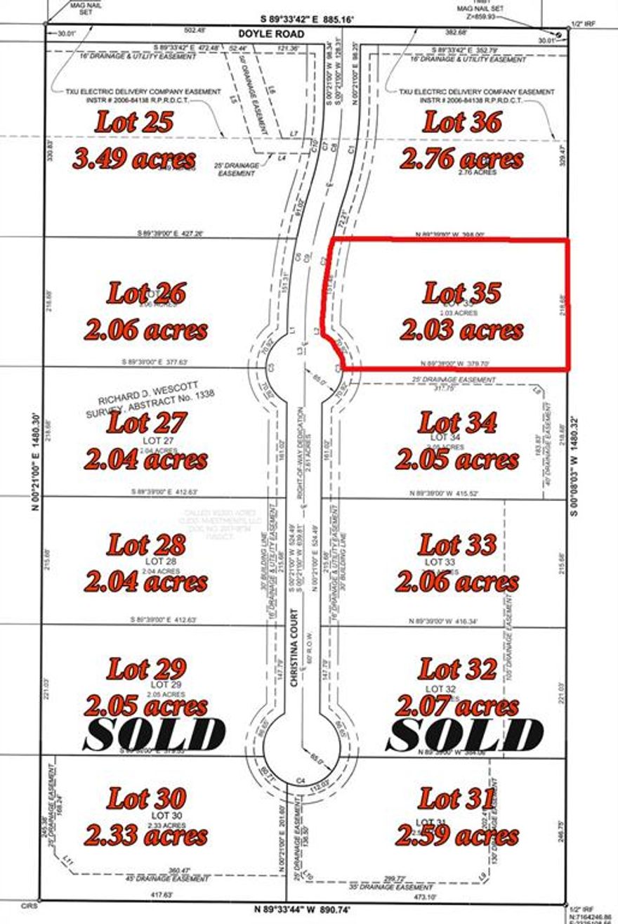 7239 Christina Court has 2.03 acres, 218'x400', Legacy Ranch is a neighborhood located northwest of Krum, TX. Legacy Ranch provides 36 lots, ranging between 2-3 acres, Legacy Ranch is developed for a Very Special Group of People that Understand the Love and the Benefits of Country Living. Where You can have a Shop or Barn for Hobbies or Animals that Bring the Bodies and Emotions back to a Tranquil State. Have Space where Someone can take the Time to Slow Down and Appreciate the Simple Pleasures of Life, Again. To provide a Home for Children and Adults where Outside Activities can reduce the Dependencies of Electronic Devices. Krum provides a Great School System, and the Bus will Pick up your Kids. This will be a CC&R in place! no HOA!