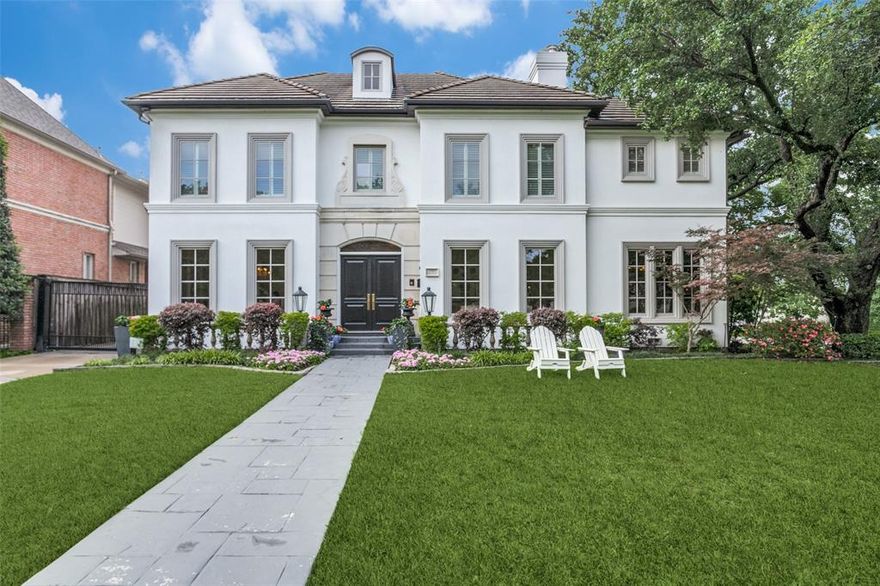 On a beautiful, oversized corner lot, this University Park home puts the stun in stunning. A French inspired exterior, you are greeted with a gorgeous foyer, four beds, four and a half baths and multiple living spaces. It consists of three stories, a large office, a playroom and a turfed backyard. It also includes detached guest quarters above the garage. There are so many beautiful updates throughout. You are walking distance to HP village and situated right in the heart of the Park Cities!