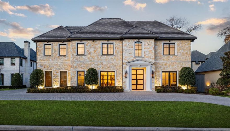 Welcome to this stunning home located in prestigious Preston Hollow. Completed in 2017, this 7,584 SQ FT home offers a perfect blend of luxury & comfort. Situated on a generous .41 acre lot, this property boasts 5 spacious bedrooms, 6 full baths, & 2 half baths. As you step inside, you will be greeted by the timeless elegance of herringbone wood floors & an abundance of natural light streaming through the large windows. The interior features multiple living areas, a chef's dream kitchen equipped with top-of-the-line Thermador appliances, large island with storage, & stylish finishes. The home includes a theater with a nicely appointed wet bar, creating the ultimate entertainment experience. Step outside to discover the covered outdoor kitchen & living area, complete with a cozy fireplace. The expansive backyard provides the perfect setting for outdoor activities & gatherings. With a circular drive, ample parking, and a three-car garage, convenience is at the forefront of this property.