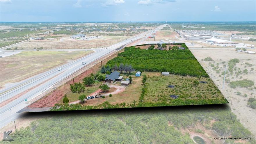 Positioned along the busy Hwy 83-84 frontage road, this 9.22-acre site offers tremendous visibility with over 15,000 vehicles per day. South Abilene is experiencing rapid residential and commercial expansion, and this property is positioned for opportunity—surrounded by established neighborhoods, new developments, and steady growth.

With sewer, water, and electricity already on-site and the advantage of being outside city limits, the opportunities are wide open. Whether retail, service, or mixed-use development, this tract is a blank canvas for your vision.

Large enough to accommodate expansive projects, yet flexible for creative site planning, this property is a rare chance to claim a high-exposure corner in a high growth sector of the Abilene market. Current leases generate $4400+ gross monthly income to offer flexibility while developing this site.