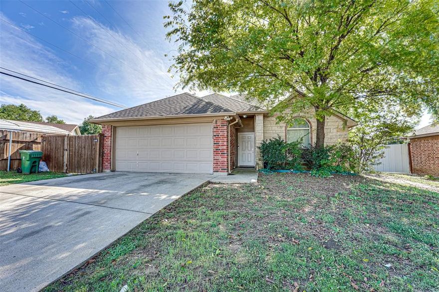 Beautiful 4 Bedroom home with open floorplan offering flexibility for families. Located just a mile from AT&T Stadium is a significant perk, especially for sports enthusiasts or those who enjoy attending events and concerts. A wood-burning fireplace adds charm, warmth, and a cozy focal point to the living space. Beautiful tile flooring is not only stylish but also durable and easy to clean. A breakfast bar in the kitchen adds a casual dining option and can be a great space for quick meals or socializing while cooking. Master bath has Double vanities providing convenience for couples. Large trees in the yard offer shade, enhance the aesthetics, and contribute to a pleasant outdoor environment. The backyard has a storage shed providing space for tools, outdoor equipment, or seasonal items. An additional building in the backyard offers the potential for a workshop, man cave, or extra storage. 

See transaction desk for offer guidelines.