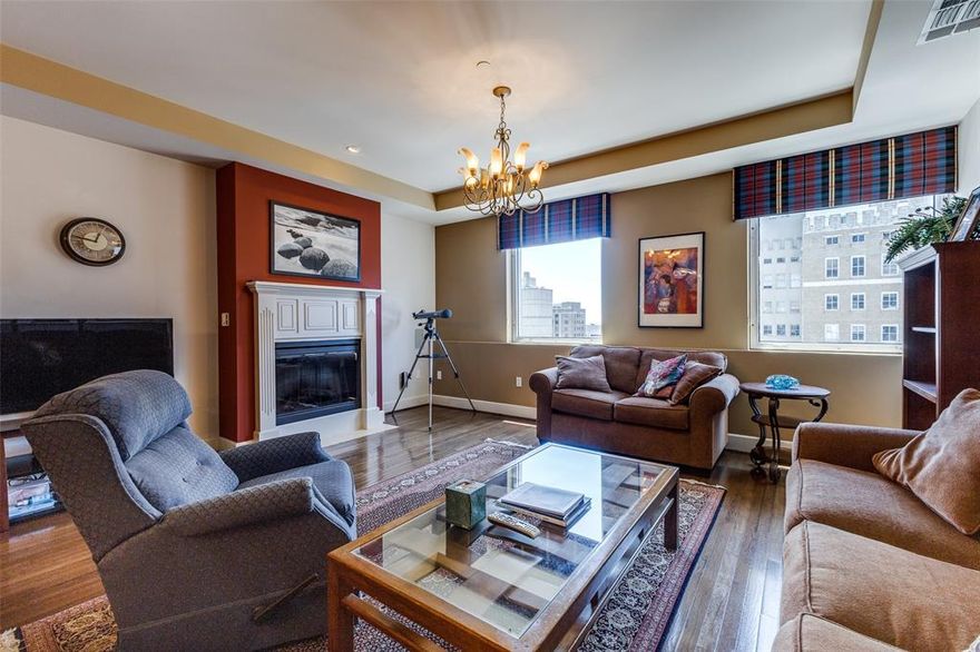 DOWNTOWN LUXURY 14th FLOOR UNIT being 1 of only 3 with this unique floor plan in the heart of Downtown Dallas in the iconic George Dahl designed full service boutique hi-rise building.  This condo is waiting for today's updates as the offering price reflects!  Designed with 2 Primary Suites, this 1505 Elm 14th Floor residence welcomes you to a light filled experience with 6 large windows with expansive views of many well known examples of 20th century architecture at the building peaks such as the Flagship Neiman Marcus, Joule Hotel, the Iconic Pegasus Horse Flying High at the top of The Magnolia Hotel, AT&T World Headquarters, The Adolphus Hotel and much more.  Truly breathtaking!  This George Dahl designed Mid-Century Modern building built in 1957 for Dallas Federal Savings was converted to condos in 2002 - the first condominium conversion located right in the center of the CBD. Since 2021 the $460,000,000+ National Residences and Thompson Hotel have been located across Akard in the restored First National Bank. 1505 Amenities: 24 HR Concierge-Valet for Residents and up to 5 Guests with no tipping or charge. Amenity floor B-1 caterer's kitchen, wine cellar, party area, piano, darts, pool, TV. Amenity floor B-2 new Theater Room with ROKU access seats 15.  Also on the floor is the new state of the art Fitness Center, also with ROKU access,  with nearby locked Bike storage. Fifth Floor Resident-Outdoor retreat-Pool, 3 cooking pavilions, private dog run, sitting areas, AT&T wi-fi . 1505 Elm is proud to have a 98 WALK SCORE!  Take a brief stroll to Flagship Neiman Marcus, shops, restaurants, hotels, Arts District, AT&T Discovery District and Parks. Dart Akard Station is conveniently located across the street for easy terminal AA access to DFW in 50 minutes, Love Field in 30 minutes, NorthPark faster than you can drive and park! The ease of a contemporary Lifestyle with a Flying Red Horse as your neighbor!