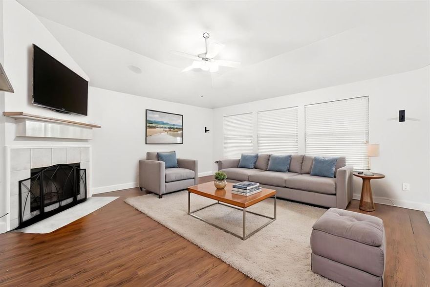 This 4-bedroom gem in Creekside Estates sits just across from homes that back onto a lush greenbelt and neighborhood park—nature’s playground is practically in your front yard. Master Bath Floor remodel is no finished. Step inside to sun-drenched, open spaces ready for your personal touch. Two living rooms and two dining areas give you room to host epic gatherings or cozy family nights.The chef’s kitchen steals the show: gas cooktop, endless counters and cabinets, plus a dramatic skylight that bathes every prep in golden light. It opens seamlessly into the family room, where a warm fireplace and big views of the expansive lawn invite lazy weekends indoors or out.Four generous bedrooms include a king-sized primary suite built for unwinding. The flexible fourth bedroom doubles perfectly as a home office or guest retreat.Best of all? Creekside Estates spoils you with a sparkling community pool, playground, pond, soccer field, baseball diamond, basketball court, and miles of hike-and-bike trails—all just a short stroll away.Minutes from boutique shops, favorite eateries, and major freeways, everything you need is right around the corner. All information is from public sources and must be verified by agent and buyer alike.