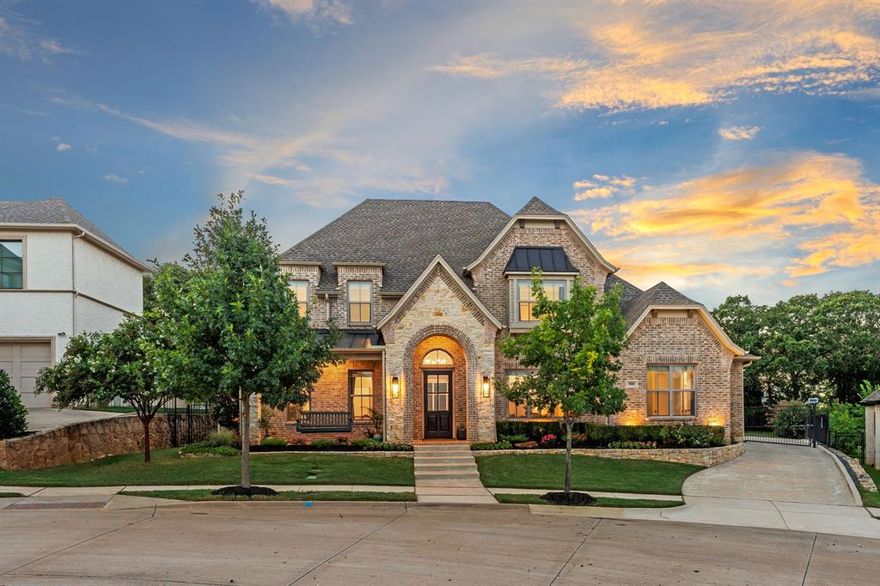 Discover unparalleled luxury in this exquisite Brian Adams custom residence nestled among majestic hundred-year-old oak trees. The covered front porch is perfect for morning coffee and neighborly conversation. Upon entering the home, a breathtaking view of the backyard oasis draws you past the private study and formal dining. The gourmet kitchen features top-tier appliances and custom cabinetry, perfect for culinary enthusiasts while the 1st floor flex room offers multiple entertainment options. Retreat to the master suite with a sitting area, spa-like bath, and expansive views. The full laundry room is a dream and you'll find tons of storage in the house. Outside, enjoy an outdoor kitchen, pool with hot tub, and lush landscaping, offering privacy and tranquility. The 2nd floor features two bedrooms with their own WIC and bathrooms, a large game room, and a study nook. 
This home exudes elegance and comfort. Experience luxury living at its finest in this prestigious setting.