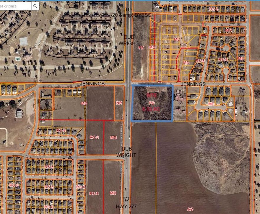 Owner Finance Option.  Corner Development Tract at Jennings & Dub Wright across from Dyess.  Zoned PD for Commercial Uses.  All utilities to the site.