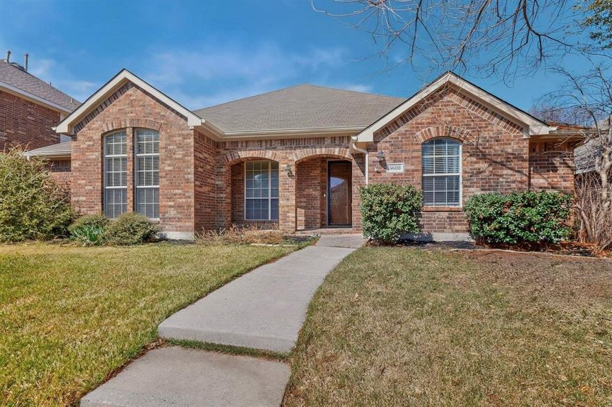 Lovingly maintained & thoughtfully upgraded in a well-established neighborhood just 15 minutes to historic Downtown McKinney! Ideally located in walking distance to one of two community pools, minutes to top-rated schools, parks & a playground. Originally built by Highland Homes, this charming one-story is made to FLEX with your needs. Complete with multiple living spaces & a BONUS ROOM or 4th bedroom, this versatile floor plan is only further enhanced by details like crown molding, high ceilings, arched entries & oversized windows throughout. The heart of the home features an open layout that flows between the kitchen, dining area & family room with a central gas fireplace & scenic backyard views. Recently remodeled kitchen showcases all new quartz countertops, backsplash, island & SS appliances, plus added recessed lighting. Other updates include a NEW HVAC (2025), added built-ins framing the fireplace, painted cabinetry in both bathrooms & fresh interior paint throughout (2026). Huge primary suite boasts floor-to-ceiling windows & an ensuite complete with dual sinks, a jetted tub & walk-in closet, located away from the other bedrooms for maximum privacy. Remaining bedrooms share a full bath, each with ample closet storage & the ability to convert the space to your needs—whether you're looking for an extra guest room, home gym, media room or office. Outside, enjoy a private fenced backyard with patio seating & gate opening to the driveway. OVERSIZED 3-car garage is another huge bonus, offering extra storage + space for workout equipment. Don't miss this opportunity to own a beautifully updated home with a LOW HOA in McKinney ISD, located a mile from Ranch Country Club with easy access to major highways, shopping, dining & entertainment.