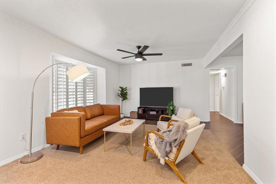 Easy-breezy...ALL utilities INCLUDED in HOA. Exceptionally located condo, offers so much convenience with spacious rooms and updates throughout. The HOA fee covers electric, water, sewer, trash & HVAC maintenance, as well as use of pool and clubhouse. On the SMU bus-line, and one mile from campus. Grocery, restaurants and other amenities within blocks. This updated unit offers tough tile floors throughout, updated double-paned windows, large covered patio, flexible space for an office or second living, updated dishwasher and stovetop. Primary bedroom offers two walk-in closets. Second bedroom has walk-in closet. too. One covered parking spot included located directly down back stairway for ultimate convenience. Shared, coin-op washer and dryer. Great opportunity, just set up your internet and move right in.